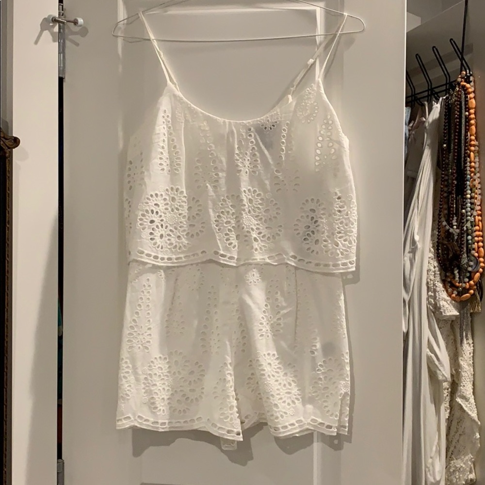 White Eyelet Romper with Adjustable Straps